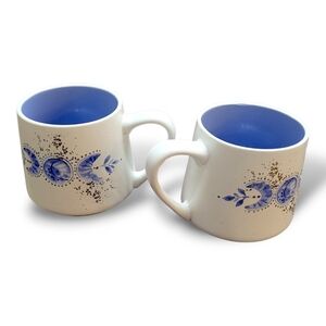 Moon Phase Ceramic Mug Set - Speckled White + Blue